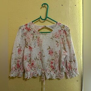 American Eagle Outfitters Floral Blouse with Pink and Green Accents